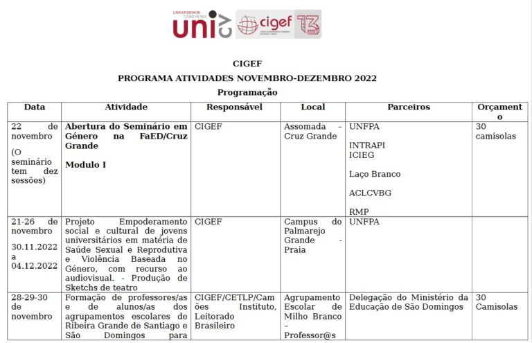 CIGEF- Uni_CV PROGRAMA ATIVIDADES NOVEMBRO-DEZEMBRO 2022